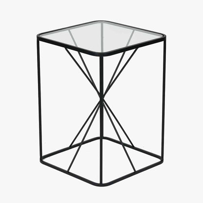 Roxy Glass & Black Metal Side Table