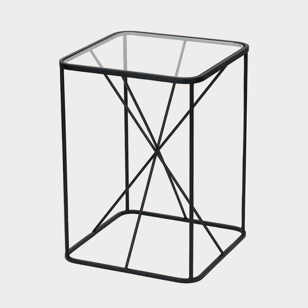 Roxy Glass & Black Metal Side Table