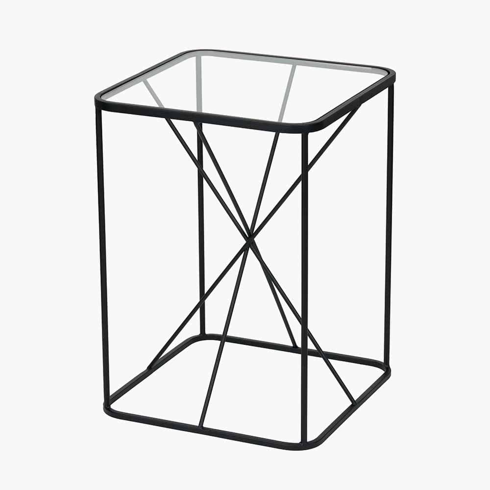 Roxy Glass & Black Metal Side Table