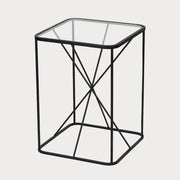 Roxy Glass & Black Metal Side Table
