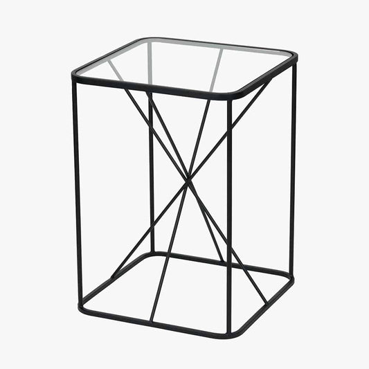 Roxy Glass & Black Metal Side Table