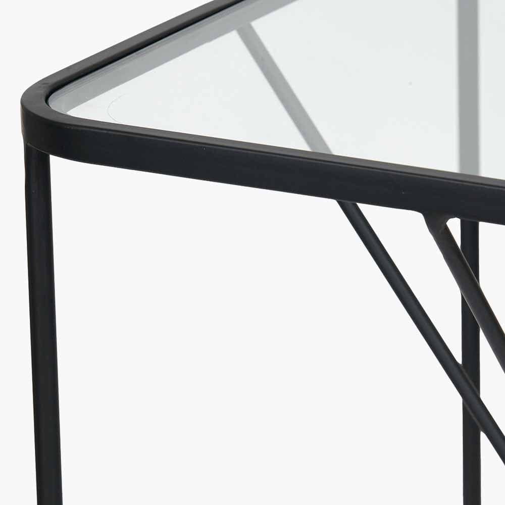 Roxy Glass & Black Metal Side Table