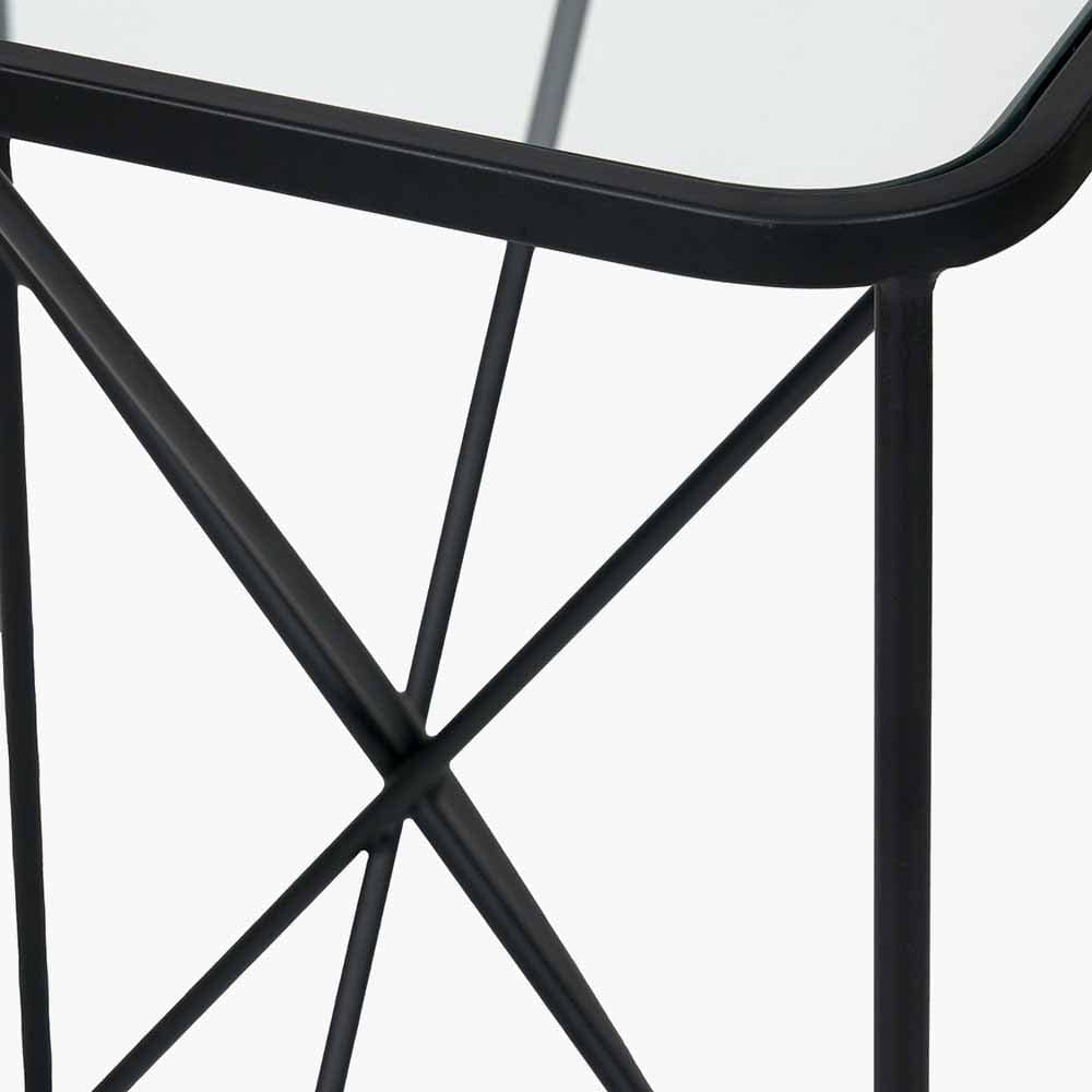 Roxy Glass & Black Metal Side Table