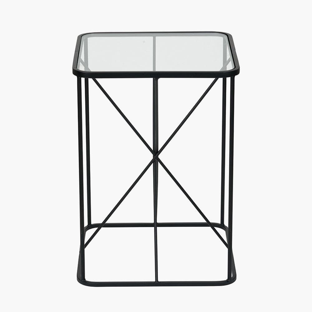 Roxy Glass & Black Metal Side Table