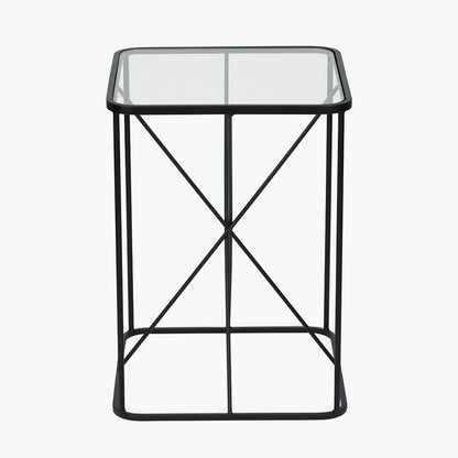 Roxy Glass & Black Metal Side Table