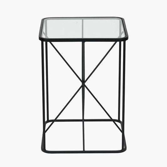 Roxy Glass & Black Metal Side Table