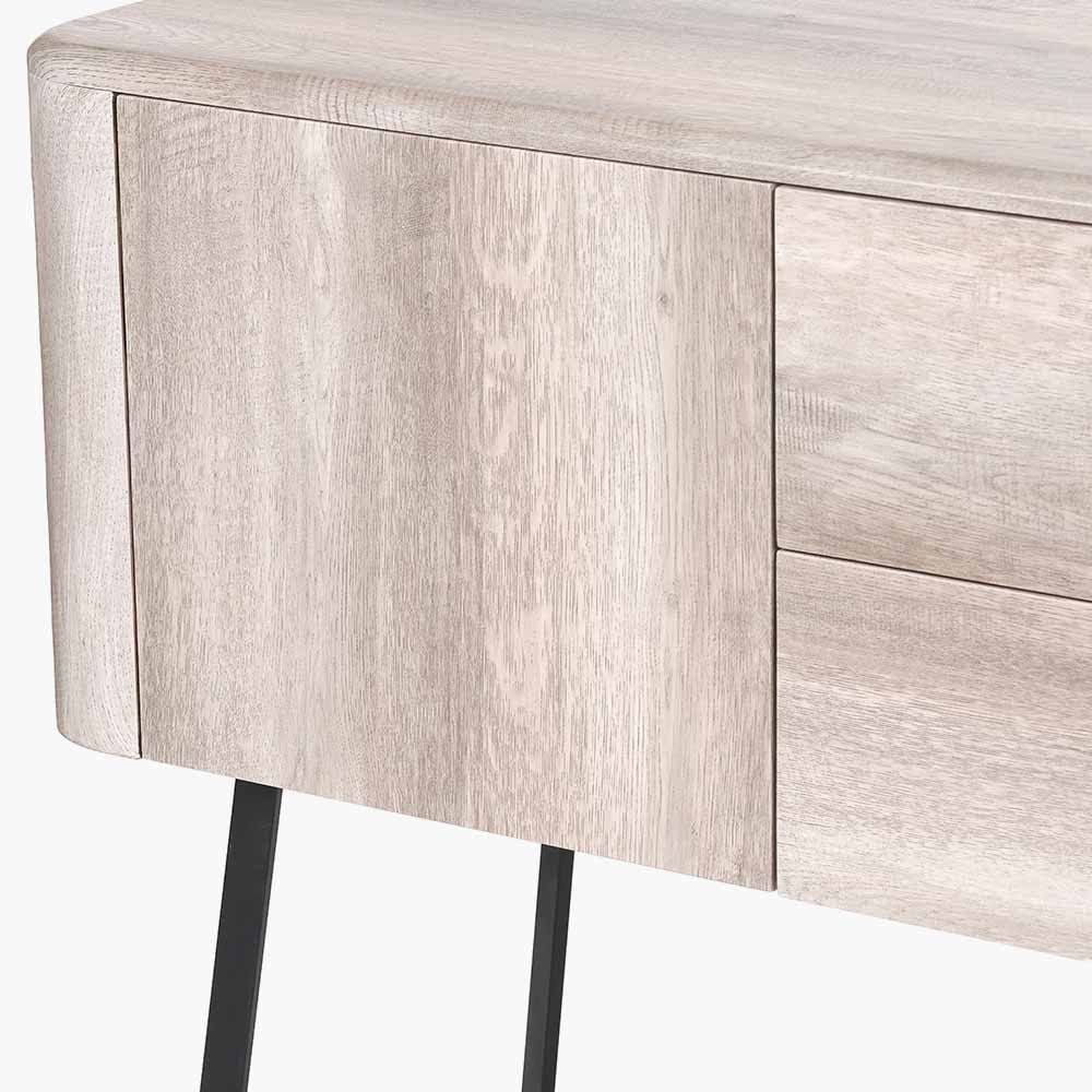 Ukiah Grey Oak Veneer & Black Metal Sideboard