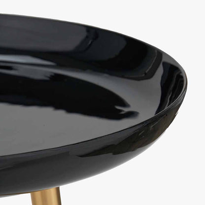 Seline Black Enamel & Gold Metal Side Table