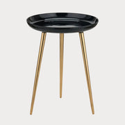 Seline Black Enamel & Gold Metal Side Table