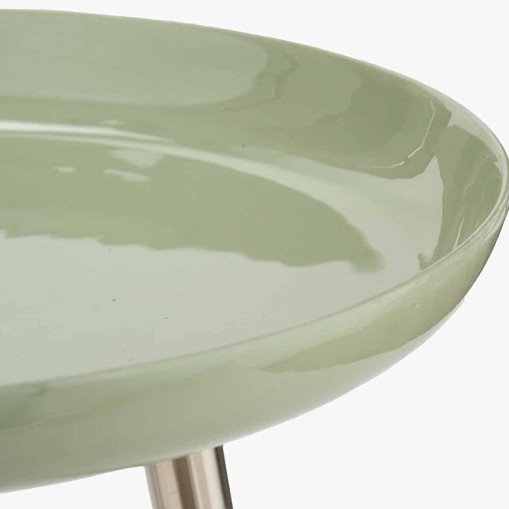 Seline Sage Enamel & Silver Metal Side Table