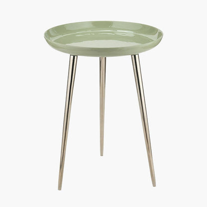 Seline Sage Enamel & Silver Metal Side Table