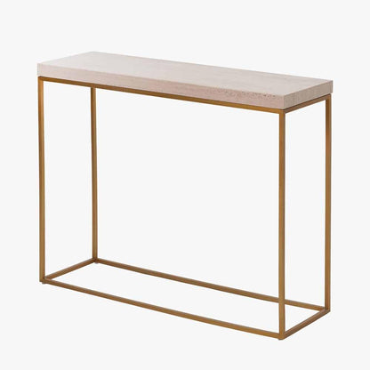 Madison Beige Granite & Burnished Gold Metal Console Table