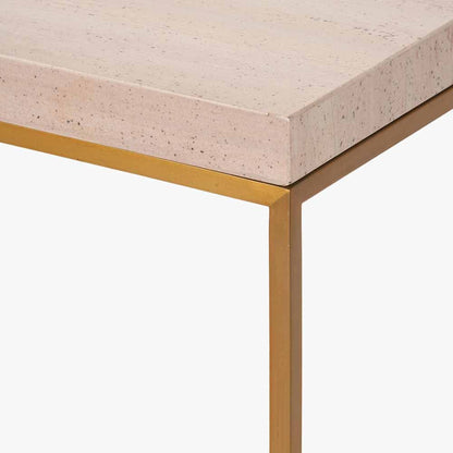 Madison Beige Granite & Burnished Gold Metal Console Table