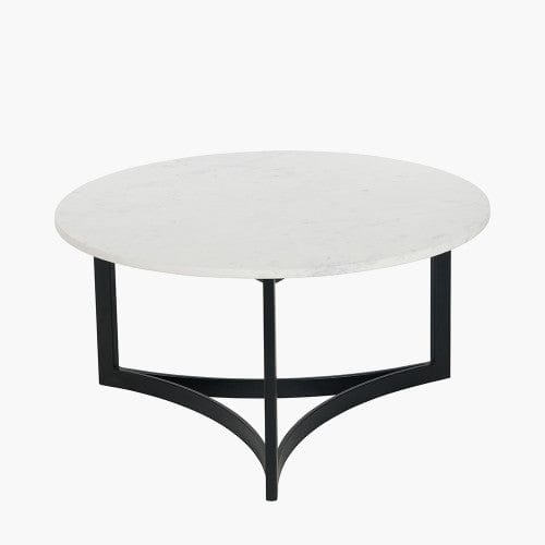 Hendrick White Marble & Black Metal Coffee Table