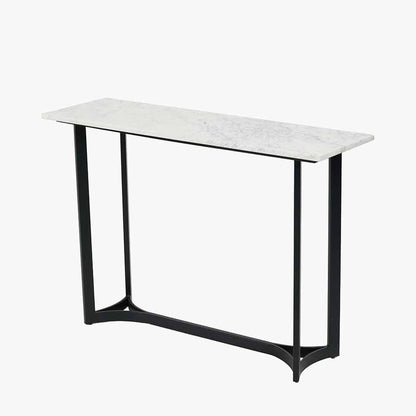 Hendrick White Marble & Black Metal Console Table