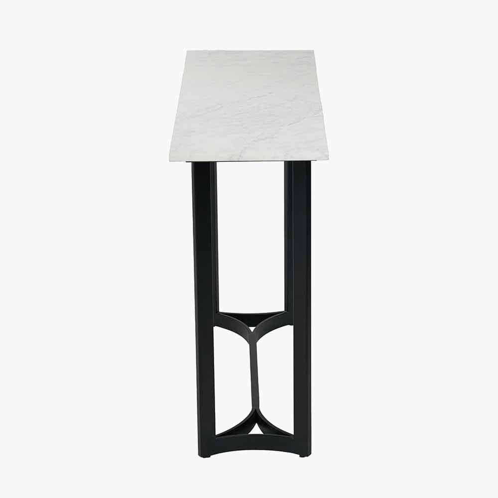 Hendrick White Marble & Black Metal Console Table