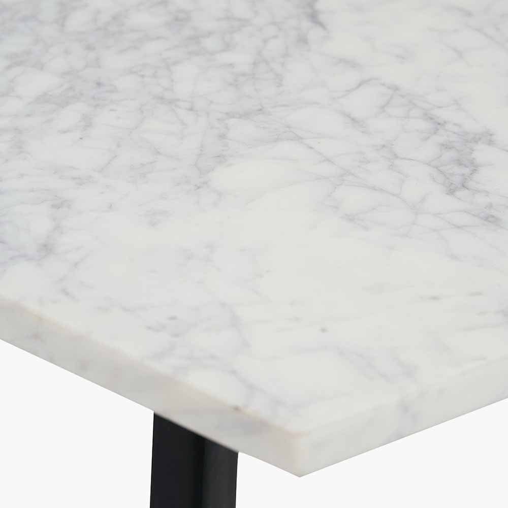 Hendrick White Marble & Black Metal Console Table