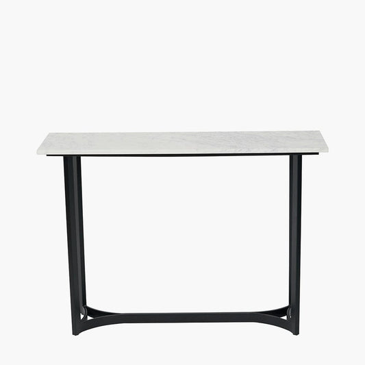 Hendrick White Marble & Black Metal Console Table