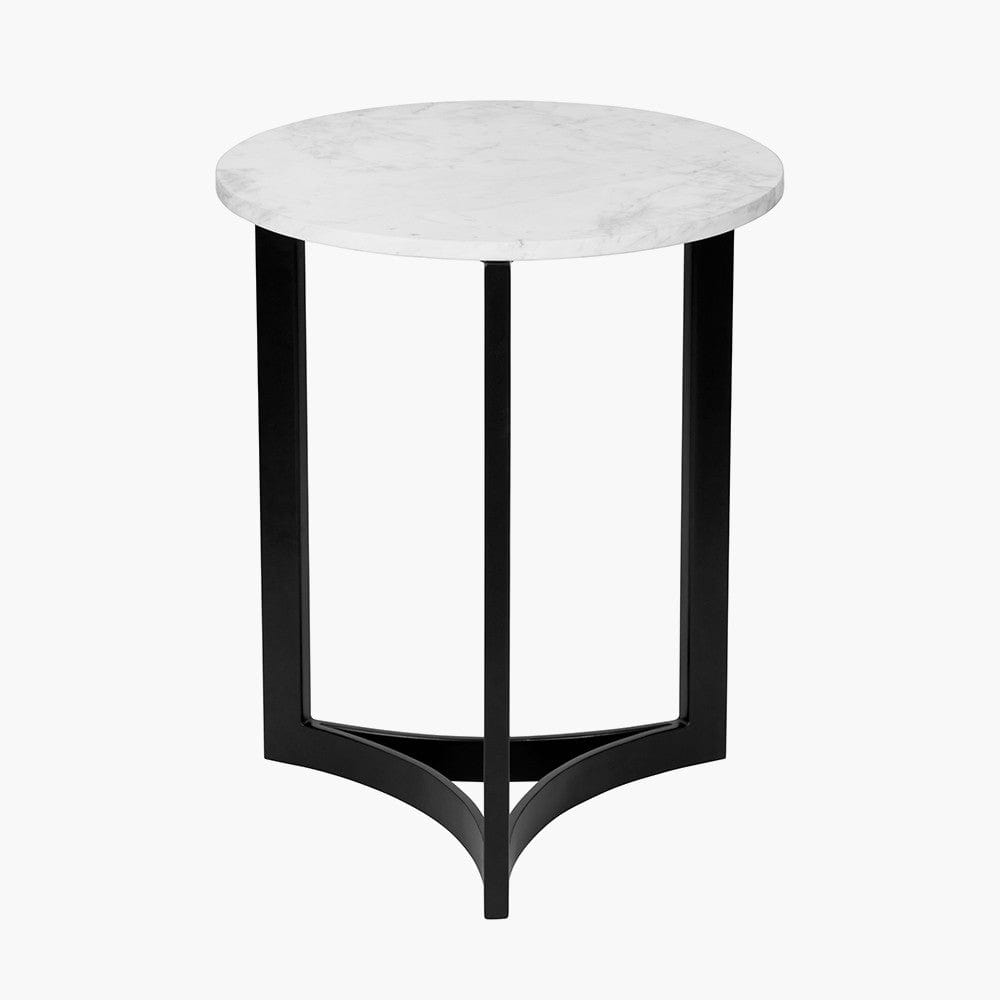 Hendrick White Marble & Black Metal Side Table