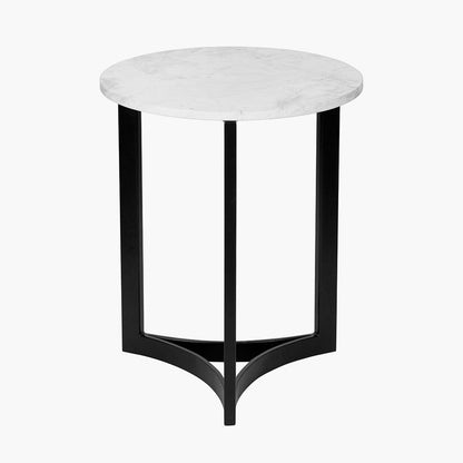 Hendrick White Marble & Black Metal Side Table