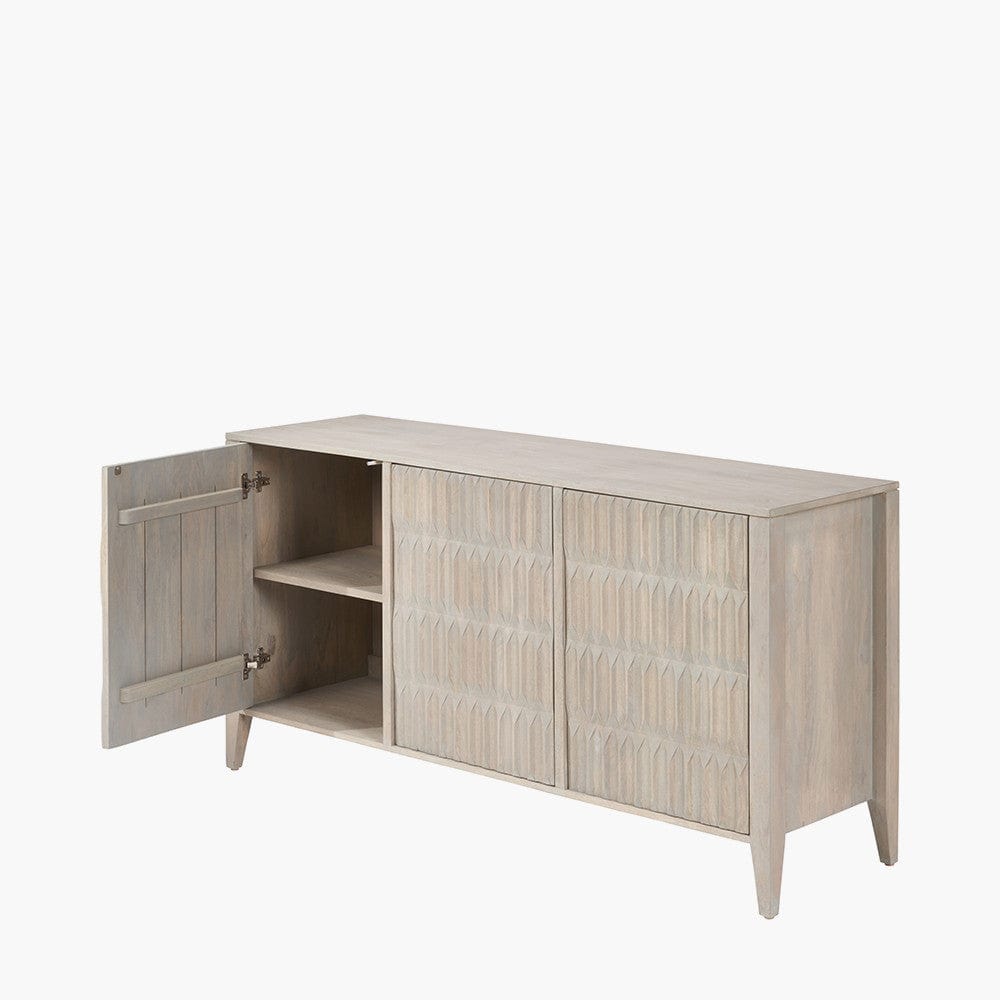 Khao Light Grey Mango Wood 3 Door Sideboard