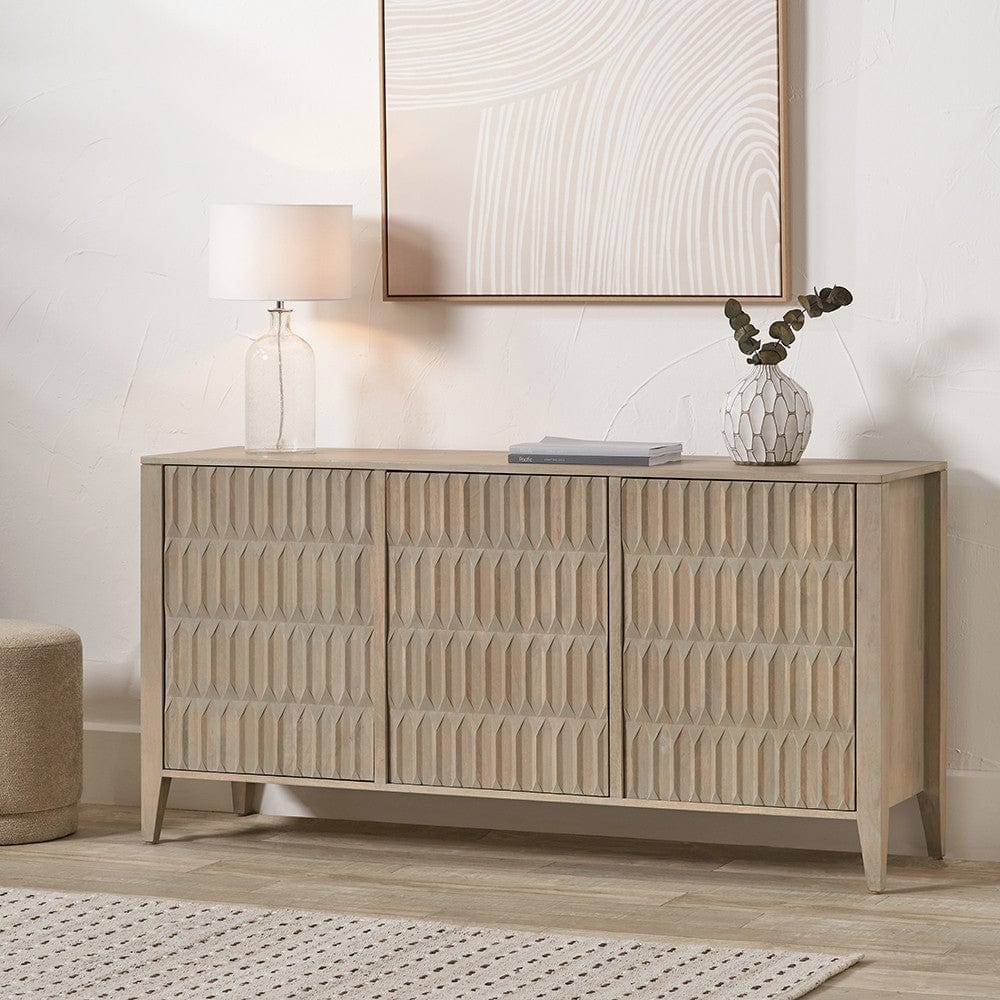 Khao Light Grey Mango Wood 3 Door Sideboard