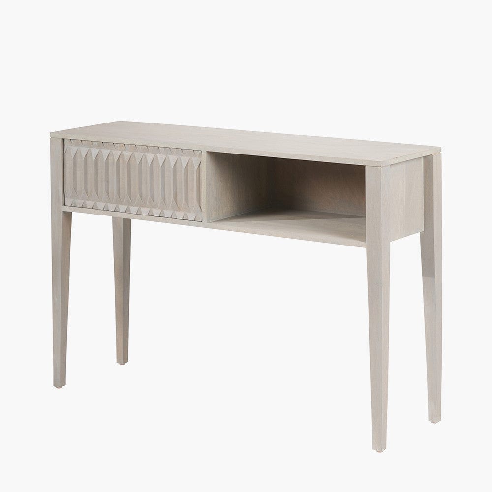 Khao Light Grey Mango Wood 1 Drawer Console Table