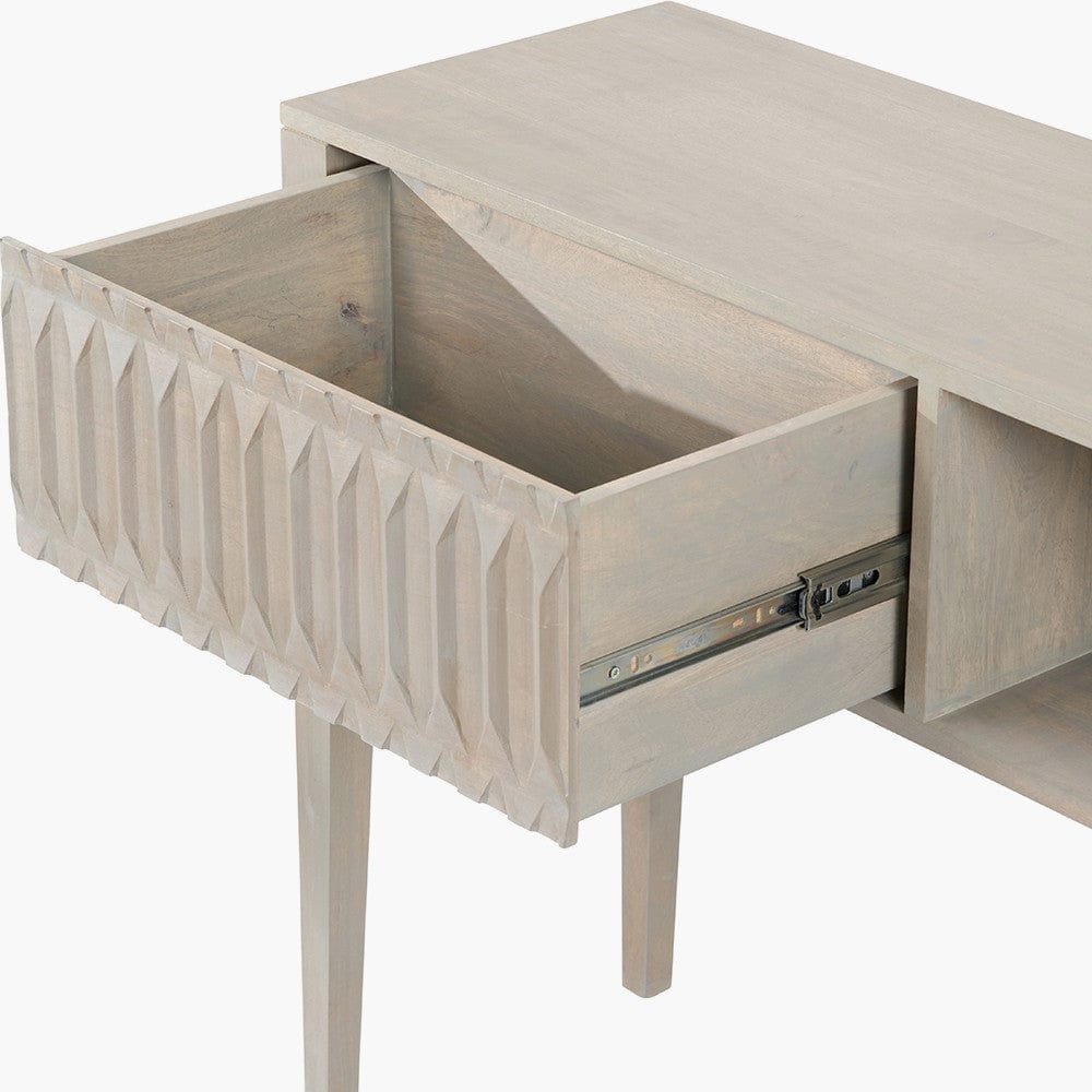 Khao Light Grey Mango Wood 1 Drawer Console Table