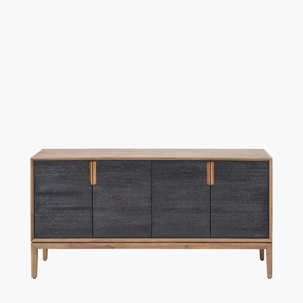 Gio Black & Natural Acacia Wood 4 Door Sideboard