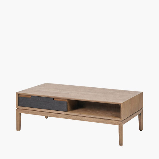 Gio Black & Natural Acacia Wood 2 Drawer Coffee Table