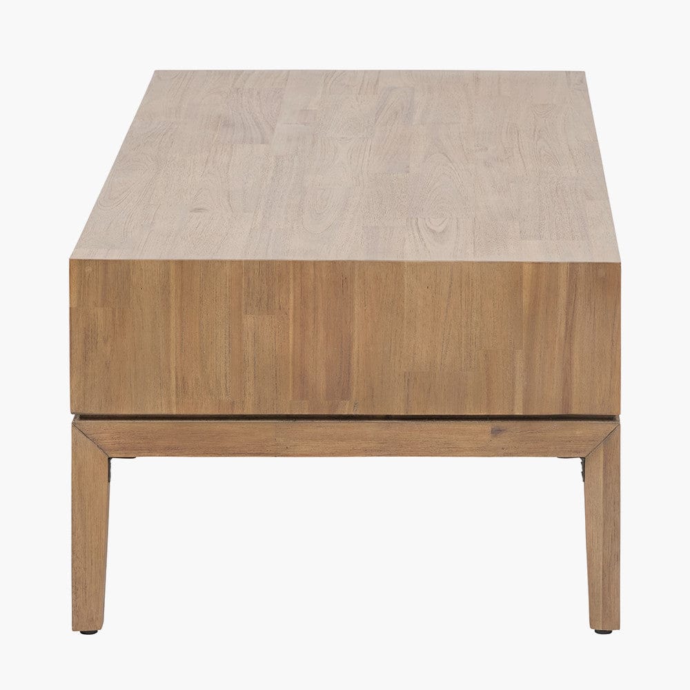 Gio Black & Natural Acacia Wood 2 Drawer Coffee Table