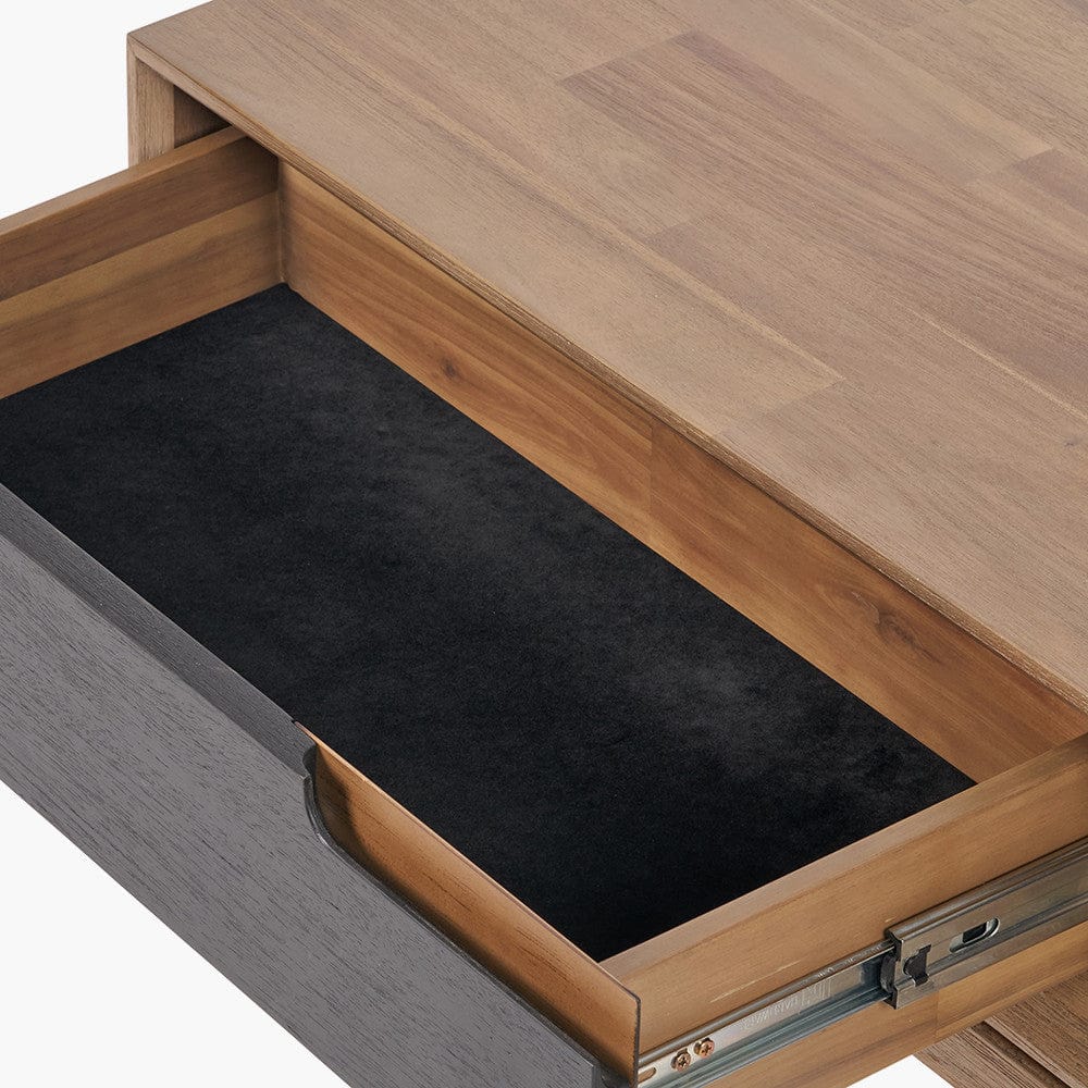 Gio Black & Natural Acacia Wood 2 Drawer Coffee Table