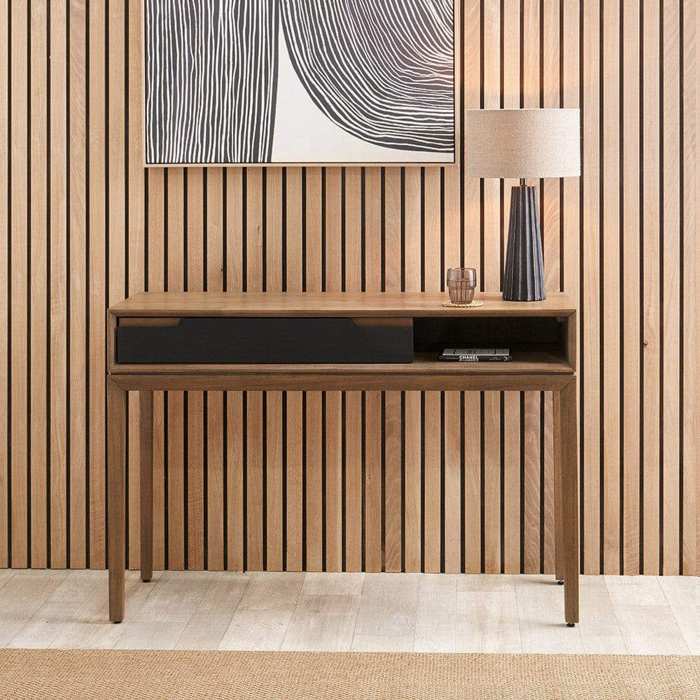 Gio Black & Natural Acacia Wood 1 Drawer Console Table