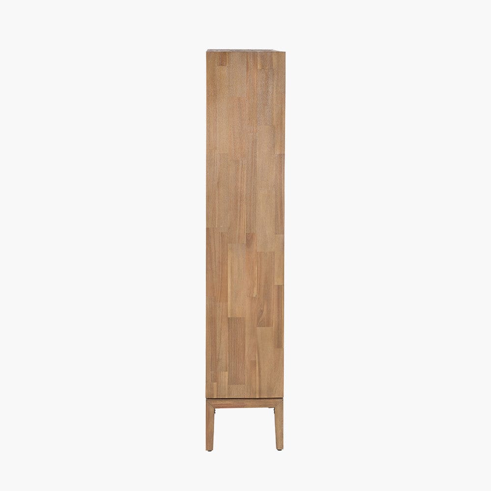 Gio Black & Natural Acacia Wood 2 Drawer & 7 Niche Shelf Unit