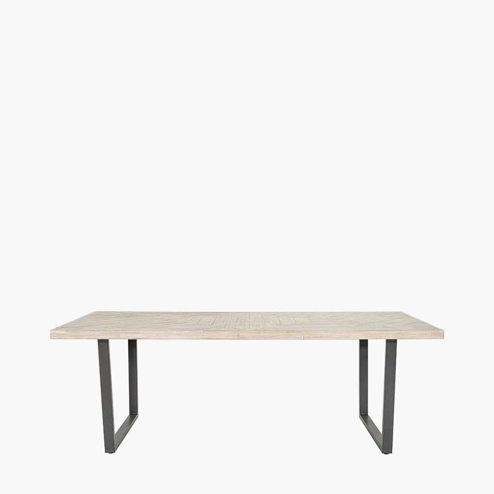 Marca Sand Wash Acacia Wood & Black Metal 8 Seater Dining Table