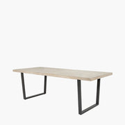 Marca Sand Wash Acacia Wood & Black Metal 8 Seater Dining Table