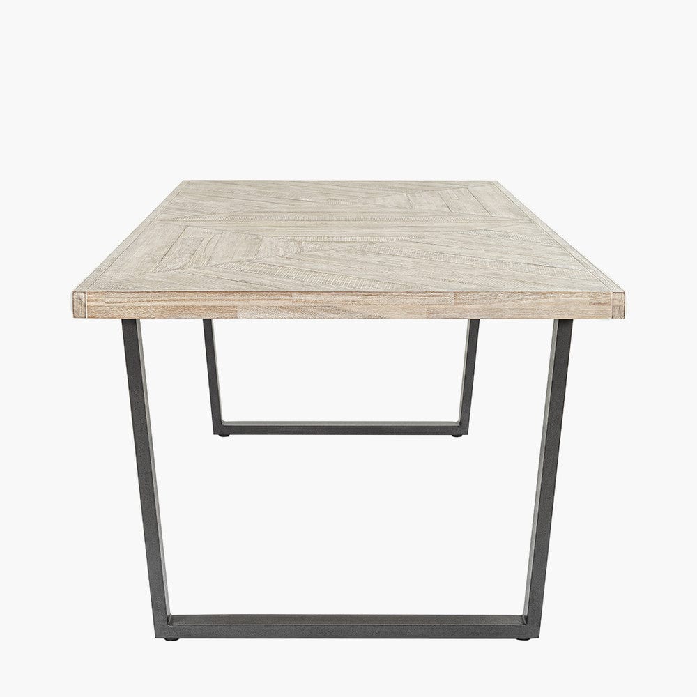 Marca Sand Wash Acacia Wood & Black Metal 8 Seater Dining Table