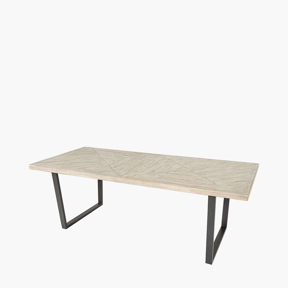 Marca Sand Wash Acacia Wood & Black Metal 8 Seater Dining Table
