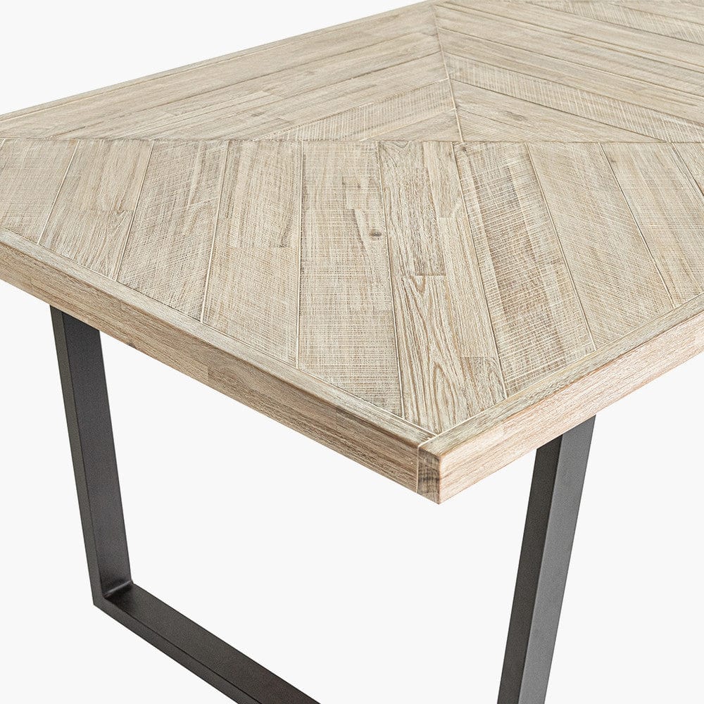 Marca Sand Wash Acacia Wood & Black Metal 8 Seater Dining Table