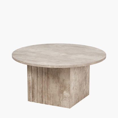 Elkton Concrete Effect Wood Veneer Groove Detail Coffee Table