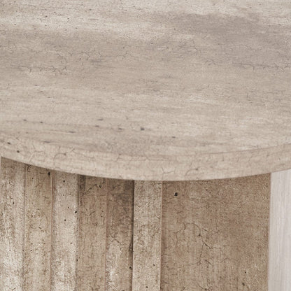 Elkton Concrete Effect Wood Veneer Groove Detail Side Table