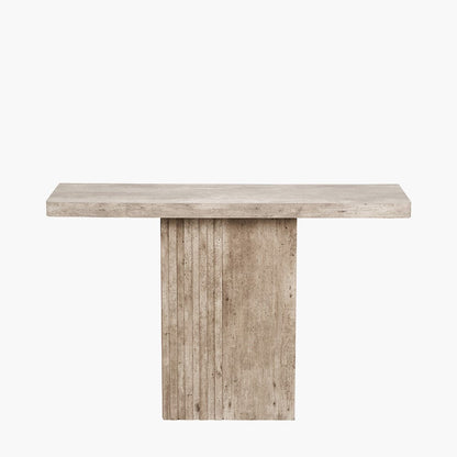 Elkton Concrete Effect Wood Veneer Groove Detail Console Table