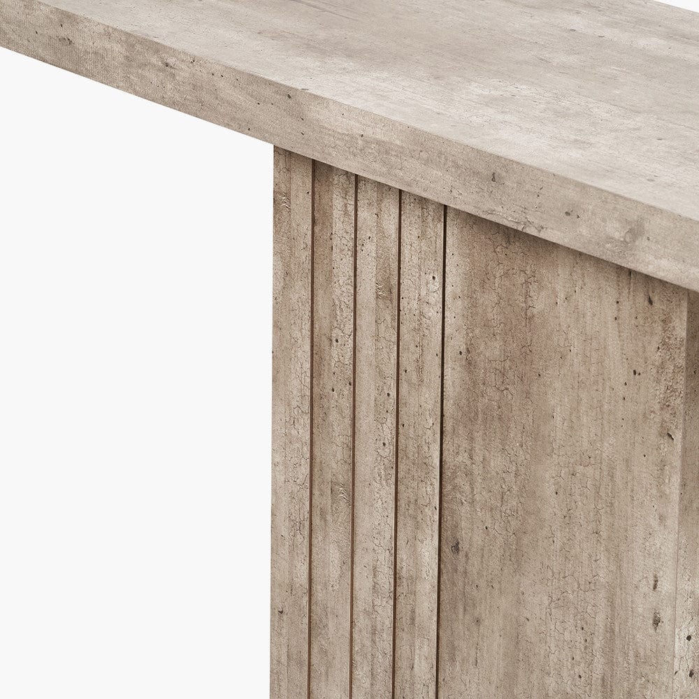 Elkton Concrete Effect Wood Veneer Groove Detail Console Table