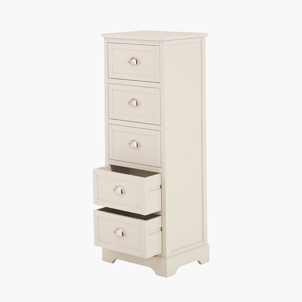 Croft Linen Pine 5 Drawer Tall Unit