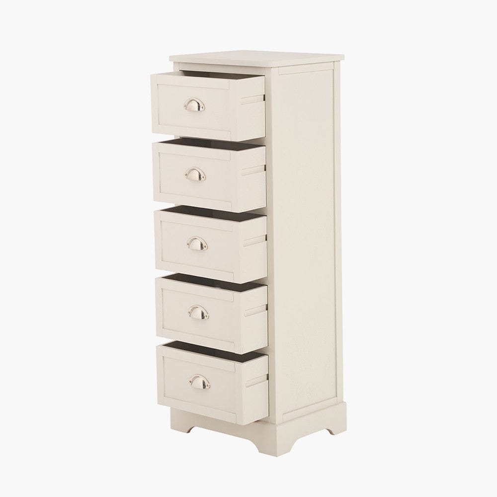 Croft Linen Pine 5 Drawer Tall Unit