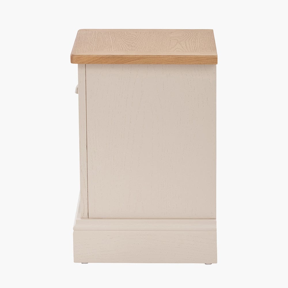 Fairford Parchment White Pine & Oak Wood 1 Drawer Bedside Unit