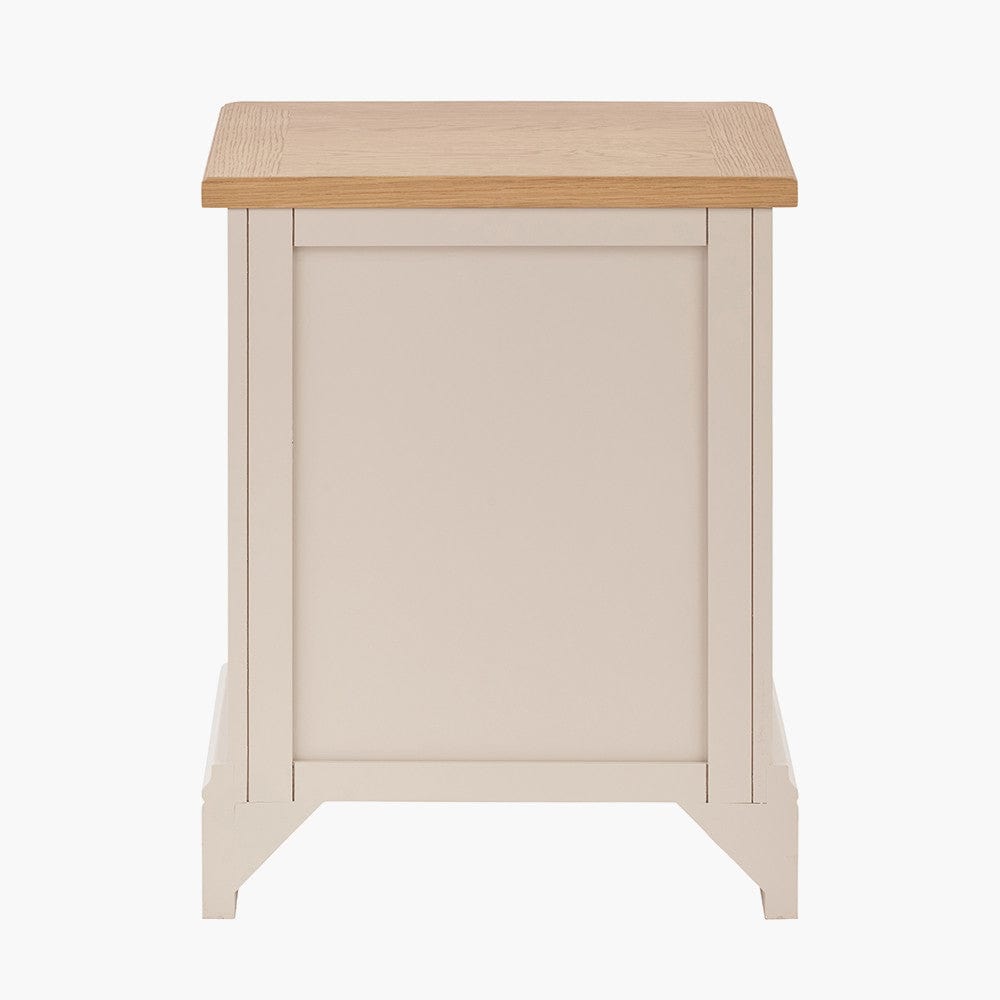 Fairford Parchment White Pine & Oak Wood 1 Drawer Bedside Unit