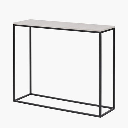 Kalani White Marble & Black Metal Rectangular Console Table