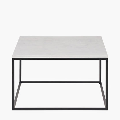 Kalani White Marble & Black Metal Square Coffee Table