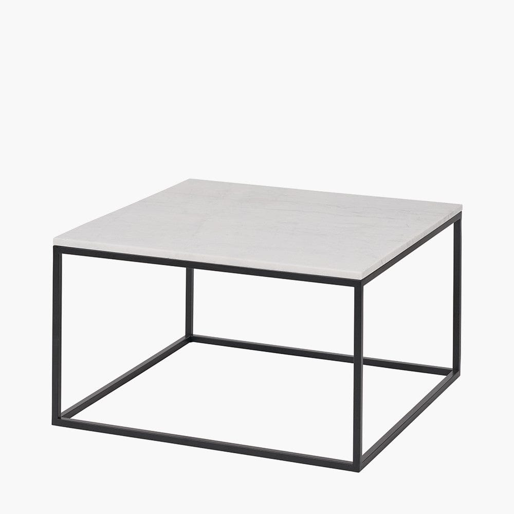 Kalani White Marble & Black Metal Square Coffee Table